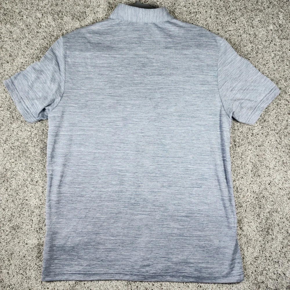 Adidas Polo Shirt Mens L Blue Space Dye Chest Stripe Golf Top Excellent